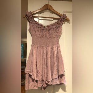 Urban Outfitters Rosie Smocked Tiered Romper Lilac XS